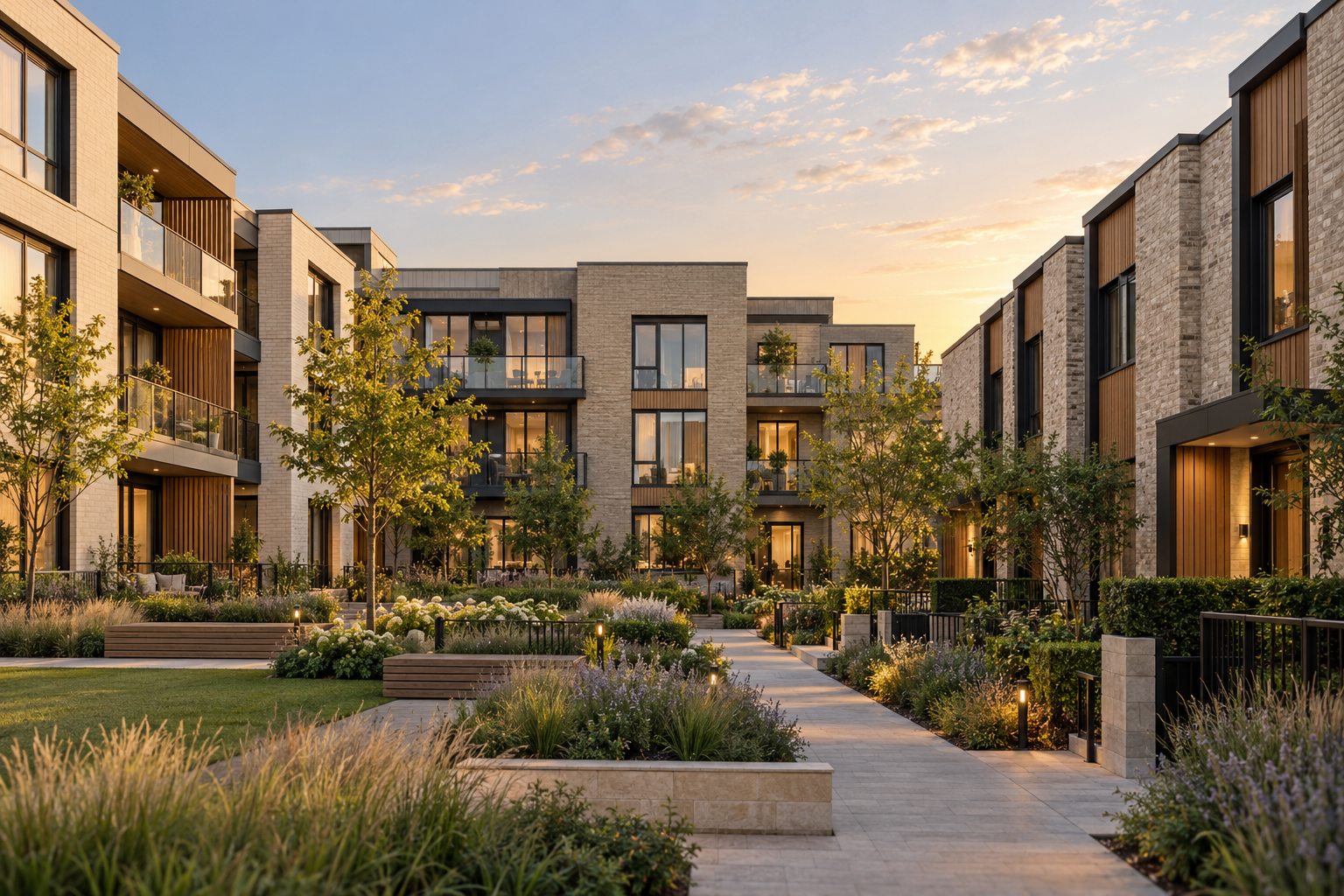 Illustrative modern residential courtyard